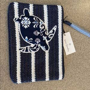 Vera Bradley Navy and White Striped Turtle Zip Pouch